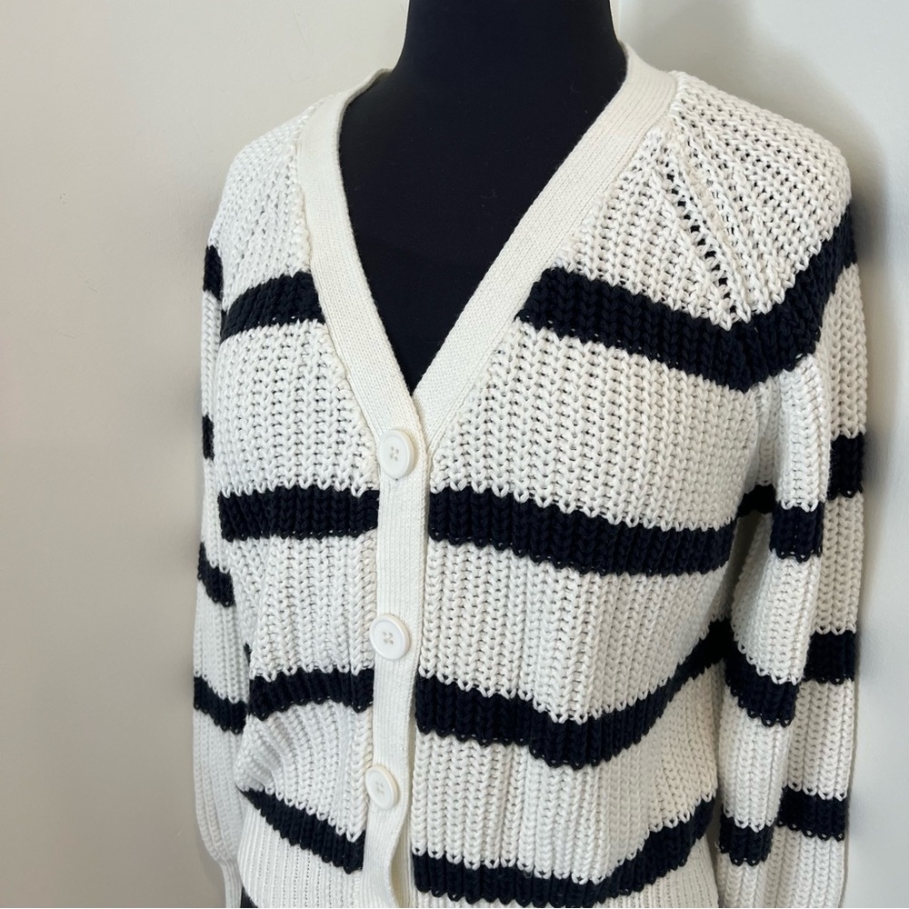 Aqua Striped Knit Cardigan Sweater - Picture 7 of 9
